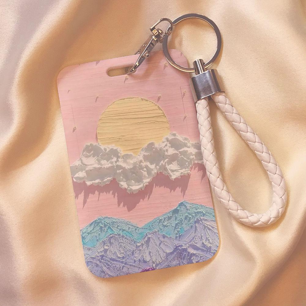 Чехол с мультяшным принтом, идентификационная бирка, чехол для рабочей карты с эластичным ремешком на запястье, держатель для бейджа, чехол для деловой карты доступа