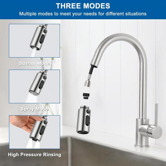 Kitchen Faucet Replacement Spray Head 3 Modes Universal Fit Faucet Nozzle