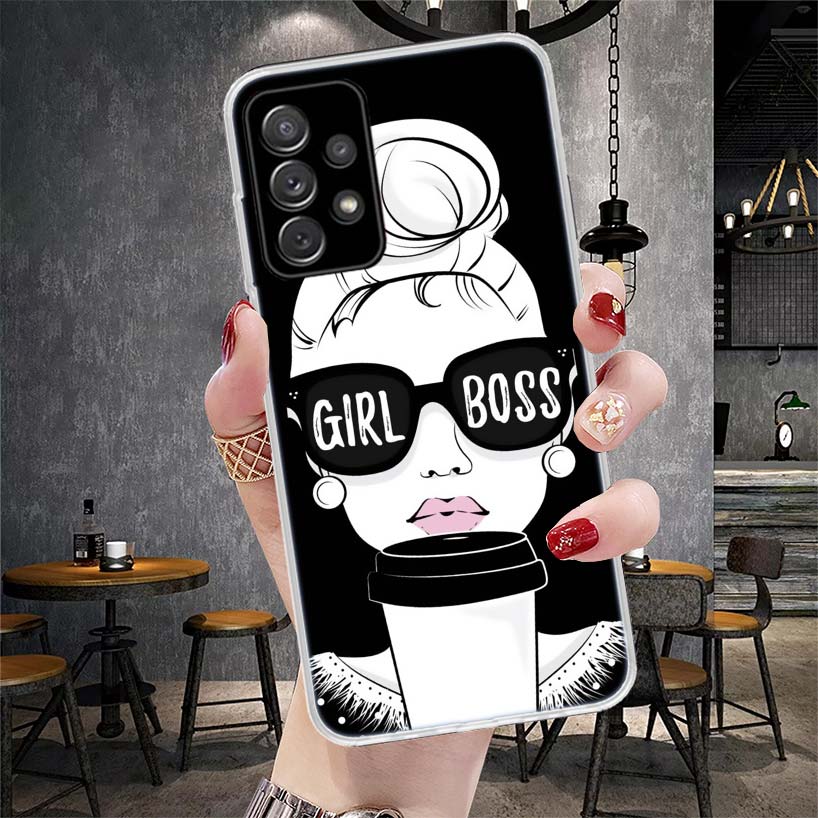 Девушка Босс Женский Кофе Мягкий Чехол Для Телефона Для Samsung Galaxy S22 S23 S24 S25 Edge S26 Ultra S20 FE S21 Plus + Fundas Coque Galaxy