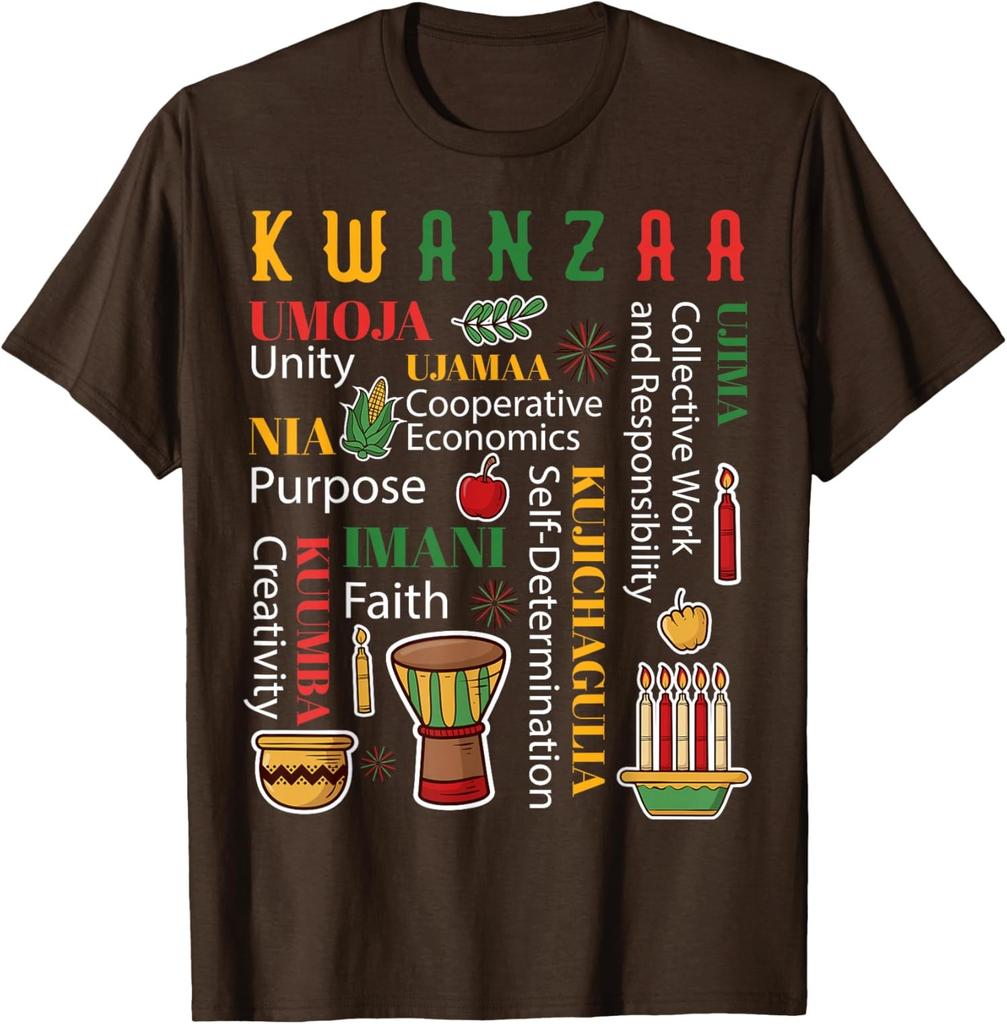 Happy Kwanzaa Drum Kinara Seven Candles Africa Unisex T-Shirt