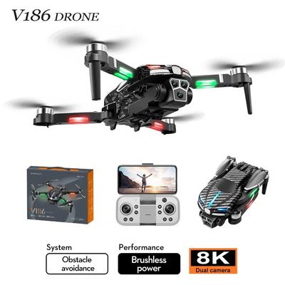 Новый оригинальный V186 профессиональный дрон 8K высокой четкости с двойной камерой бесщеточный дрон для предотвращения препятствий БПЛА игрушка в подарок