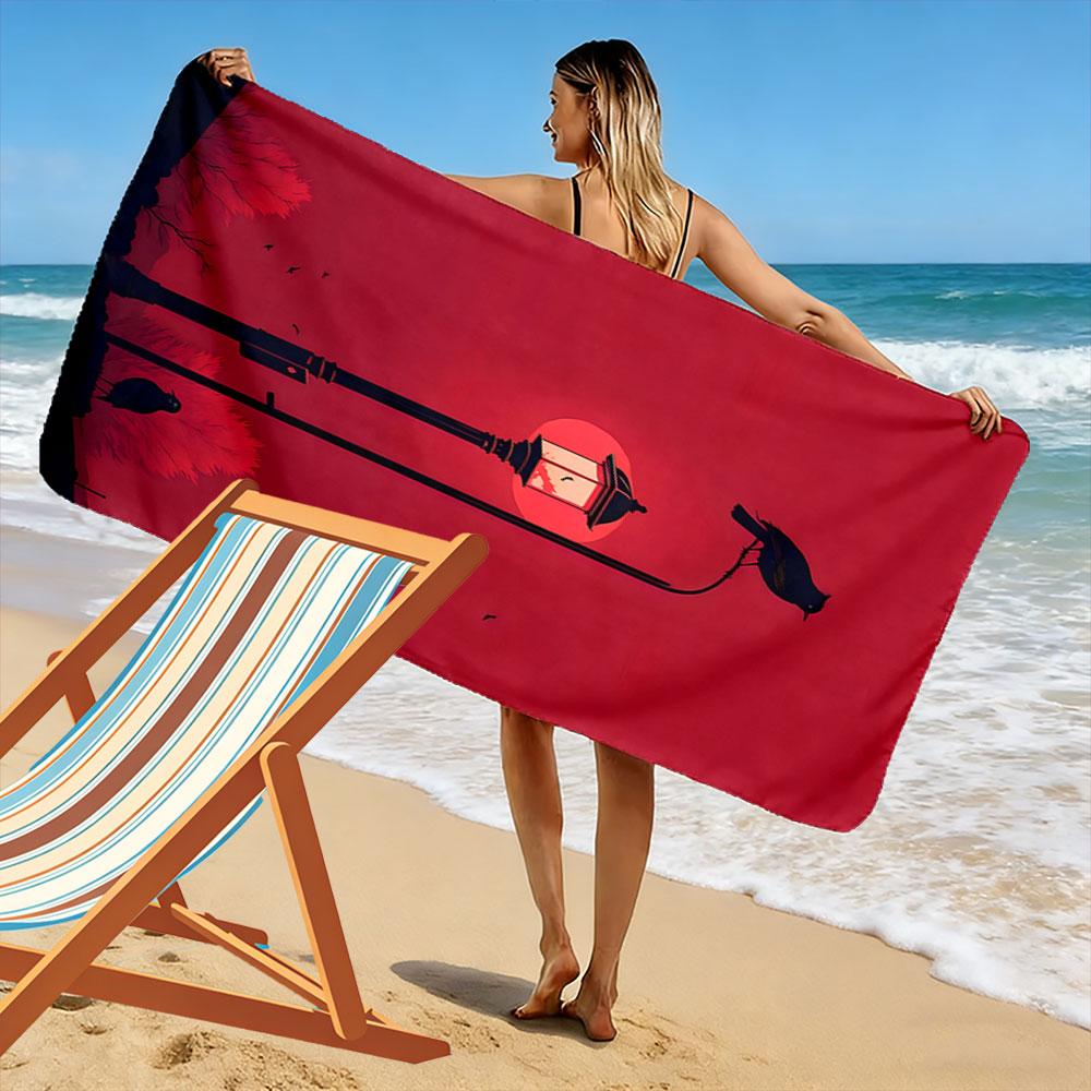 Midnight birds serenade Print beach towel, quick drying, suitable for travel, outdoor sports, jogging, the beach and swimming, gift