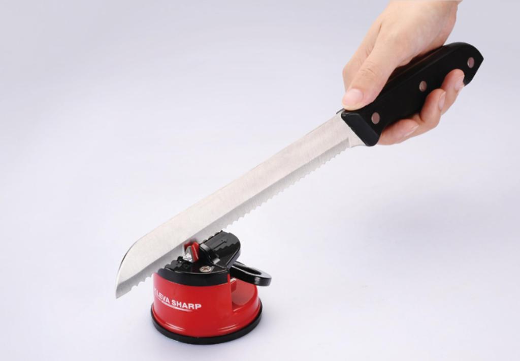Нож KLEVA SHARP Быстро Затачивает и Восстанавливает Остроту [KLEVA Официальный] Точилка, Двусторонняя, Ручная, (красный)