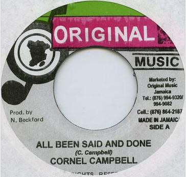 7-дюймовая пластинка CORNELL CAMPBELL - All Been Said And Done NONE Оригинальная музыка Ямайка Регги, Ска и Даб Б/У
