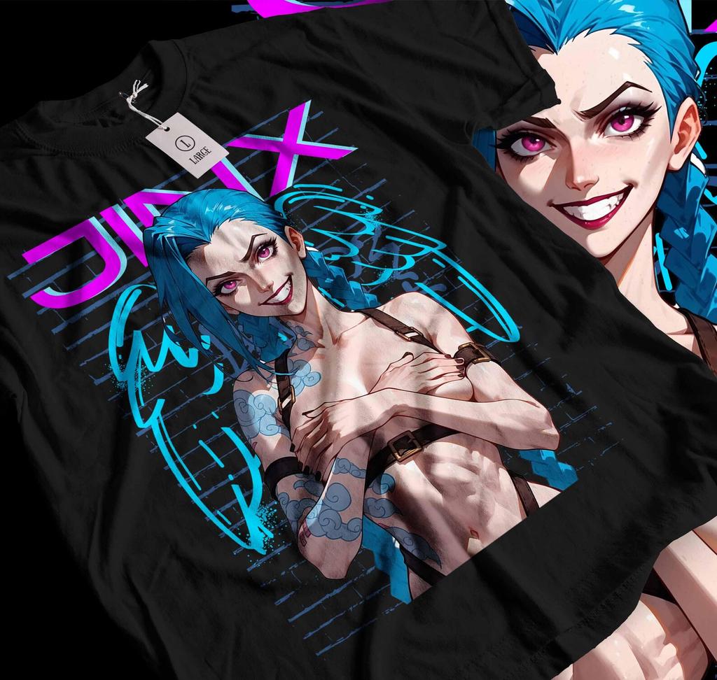 Футболка Jinx Arcane, Игровая футболка, Одежда для игровой легенды, Футболка по видеоиграм, Футболка для MOBA-игр, Футболка LOL, Футболка для геймера, Футболка для любителя игр