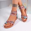 Женские сандалии в богемном стиле 2025 летняя мода ремешок на щиколотке римские плоские пляжные туфли нескользящие праздничные шлепанцы Zapatos De Mujer