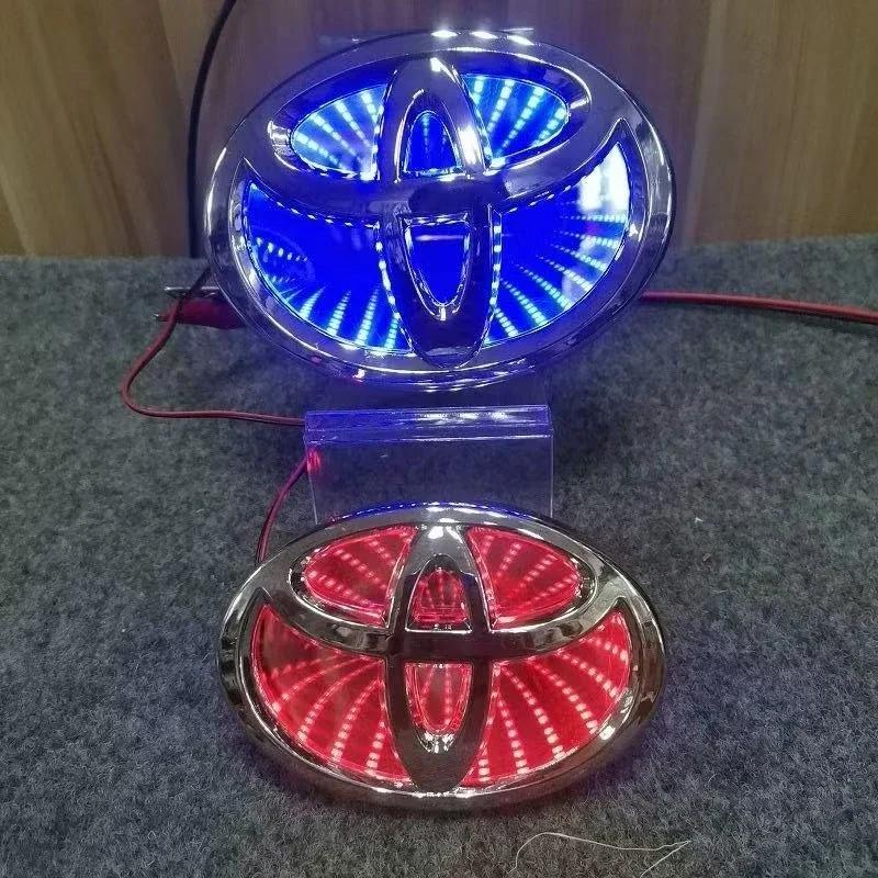 For Toyota S2211X TOYOTA 3D Logo Light Car Front Grille Trunk Logo LED Light for Toyota Corolla PRADO CHR HRV Camry Highlander LVALON Rav4 REIZ