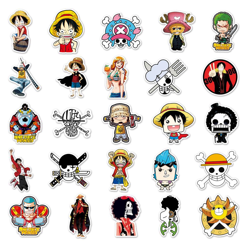 Generic One Piece Luffy 50 Pcs Waterproof Graffiti Anime Stickers Decorative Decals For Luggage Skateboard Motorcycle Car Fans