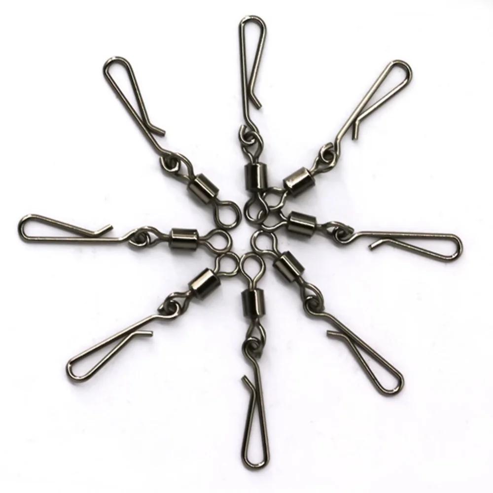 50 Pieces Stainless Steel Fishing Rolling Swivel with Hook Hook Fishing Accessories