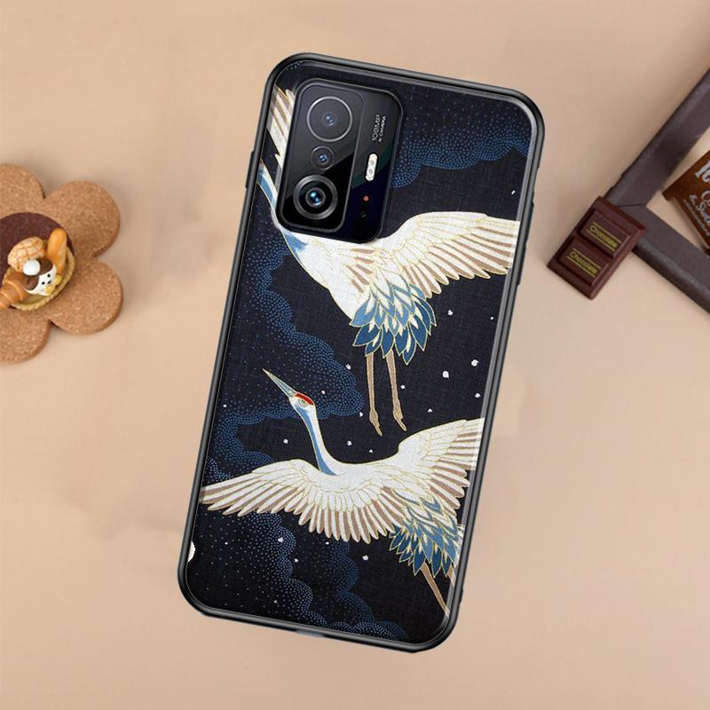 Красноголовый журавль Стиль птиц Чехол Для Xiaomi POCO X7 X6 X5 X3 Pro F3 F5 F6 M6 Pro 13 14 Ultra 11T 12T 13T 14T Pro Обложка