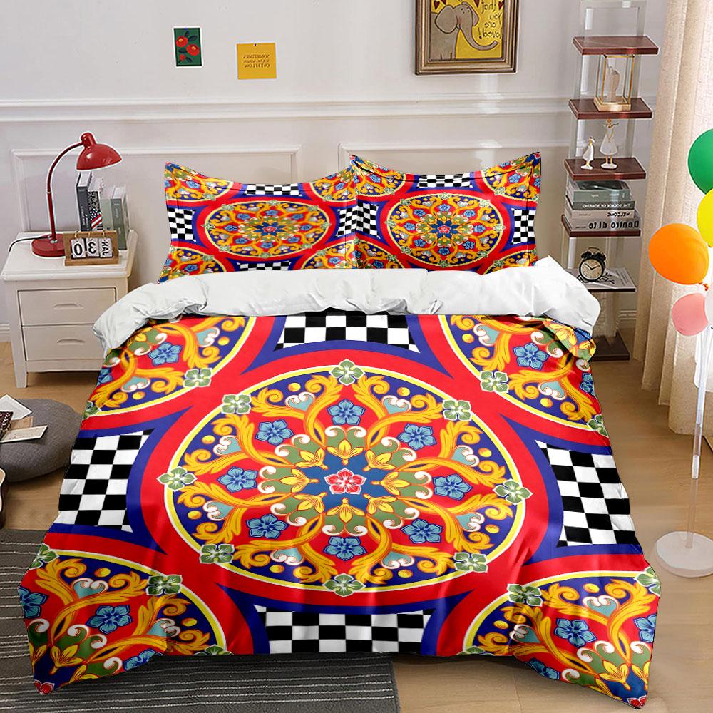 Vivid retro floral symphony. Bedding sets Duvet covers Pillowcases(1* Duvet Cover 2* Pillowcases without duvet insert)