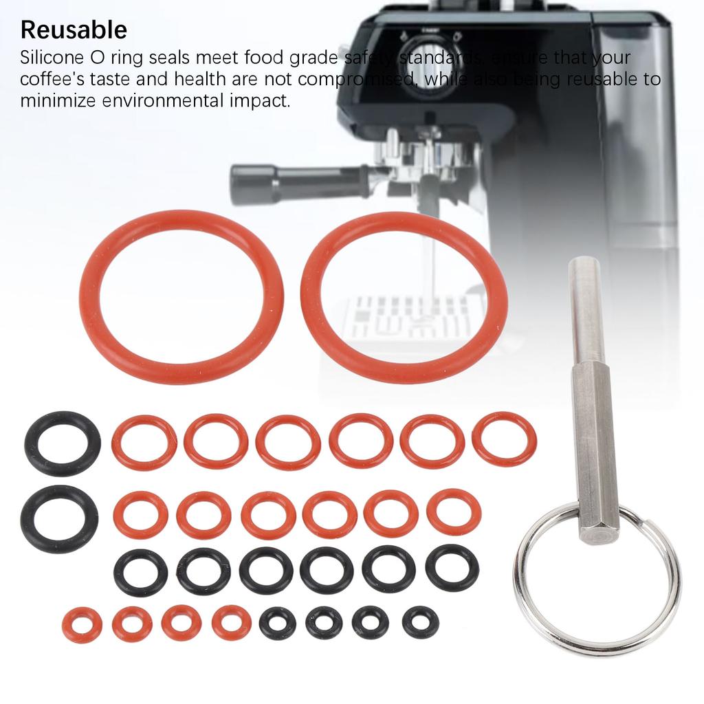 30 шт. Силиконовые уплотнительные кольца для кофемашины с ключом-инструментом для ремонта кофемашины, силиконовый набор для ремонта уплотнительных колец, набор для обслуживания