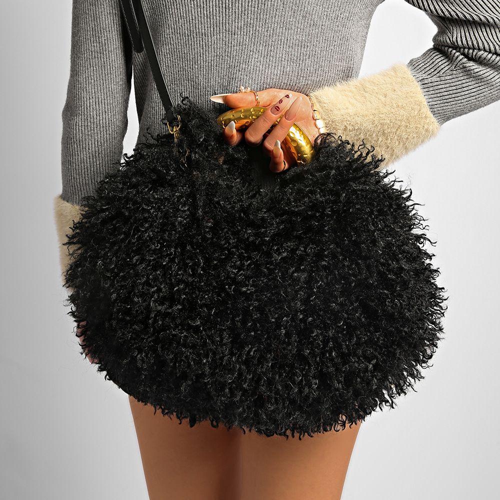 Y2k Fluffy Crossbody bag Portable Fluffy Tote Bag Retro Fuzzy Fur Handbag Party