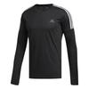 Running 3-Stripes Crew Neck Striped Long Sleeve T-Shirt Men Tops Black CZ8097