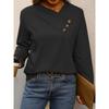 2025 New Women's Casual Spliced V-neck Long-sleeved Pullover Button Fashion Solid Color Long-sleeved Sweatshirt