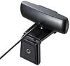 Веб-камера Sanwa Supply с широким углом обзора для конференций, длинный кабель, USB-подключение, сверхширокий угол обзора, совместима с микрофоном, черная (Тип 3м) 150 °