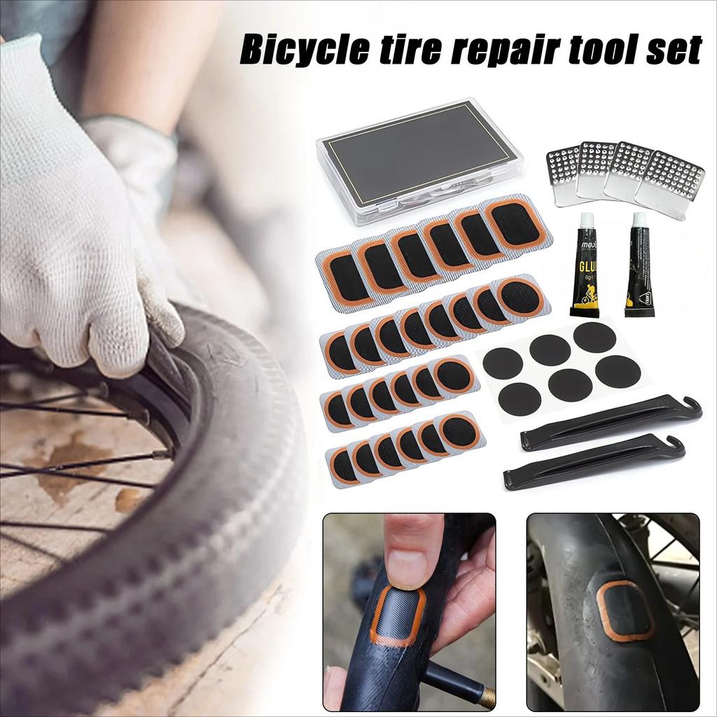 Professional Bike Tire Repair Kit - Lightweight Vulcanizing Patch Set for Bicycle Puncture, Inflatable Rubber Tires