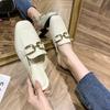 Тапочки Baotou Half Slippers Женская обувь в британском стиле Модные металлические пряжки Украшенные средним каблуком Повседневные шлепанцы Весна Лето Ленивые тапочки