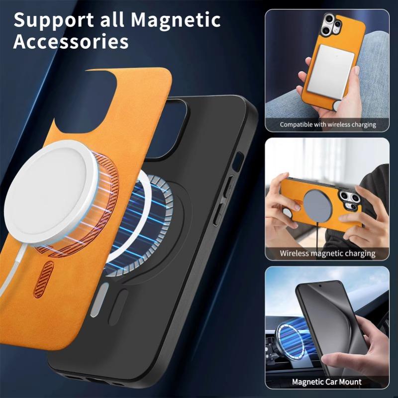 Магнитный кожаный чехол для Nothing CMF Phone 2 Pro Magsafe Беспроводная зарядка Матовый противоударный чехол для CMF Phone 2Pro Бампер