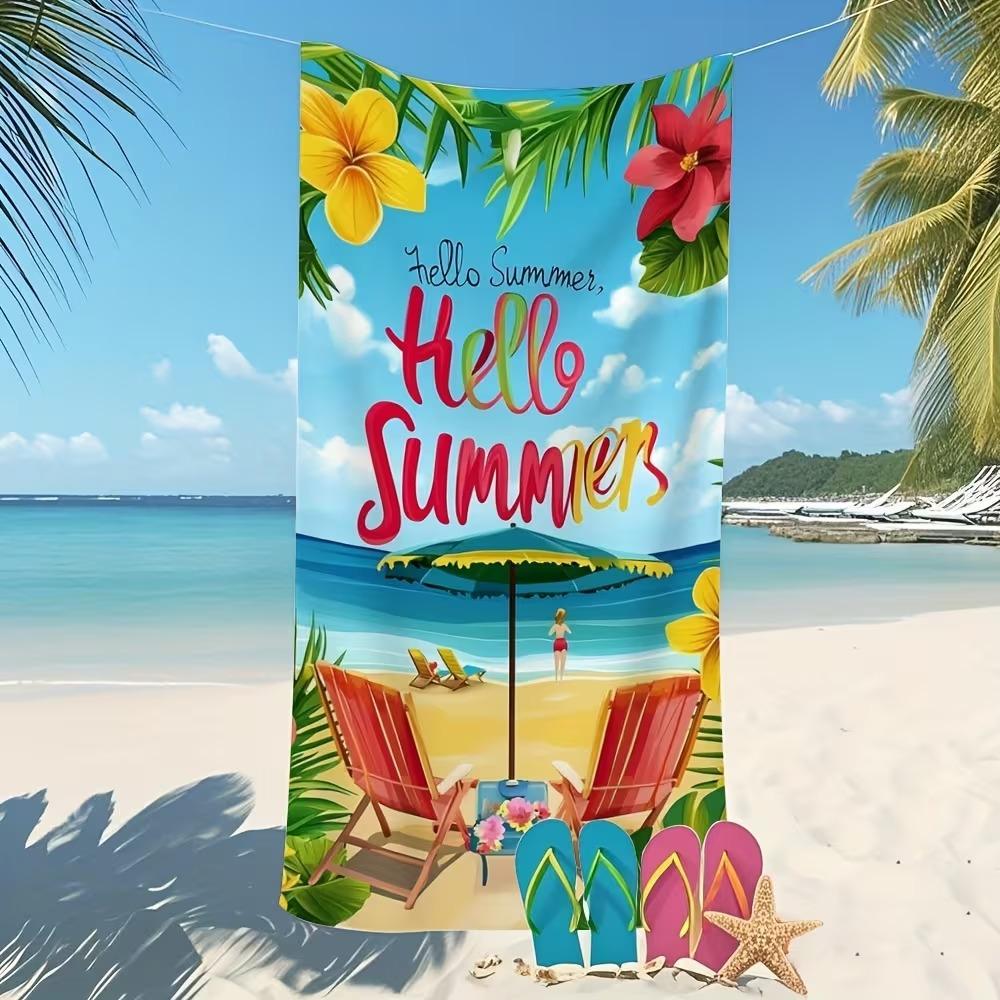 Beach Theme Beach Towel Starfish Shell Printing Microfiber Quick Drying Absorbent Large Bath Towel