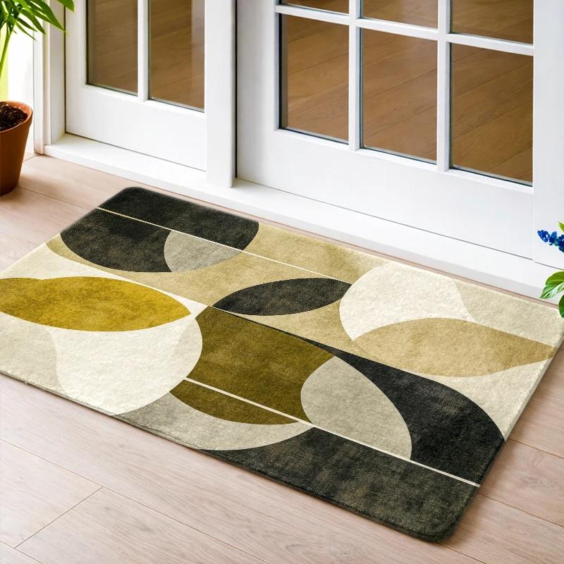 Velvet Area Rug, Abstract Music Pattern Carpet, Black, White, and Gray Colorway, Machine Washable, Non-Slip, Soft and Comforta