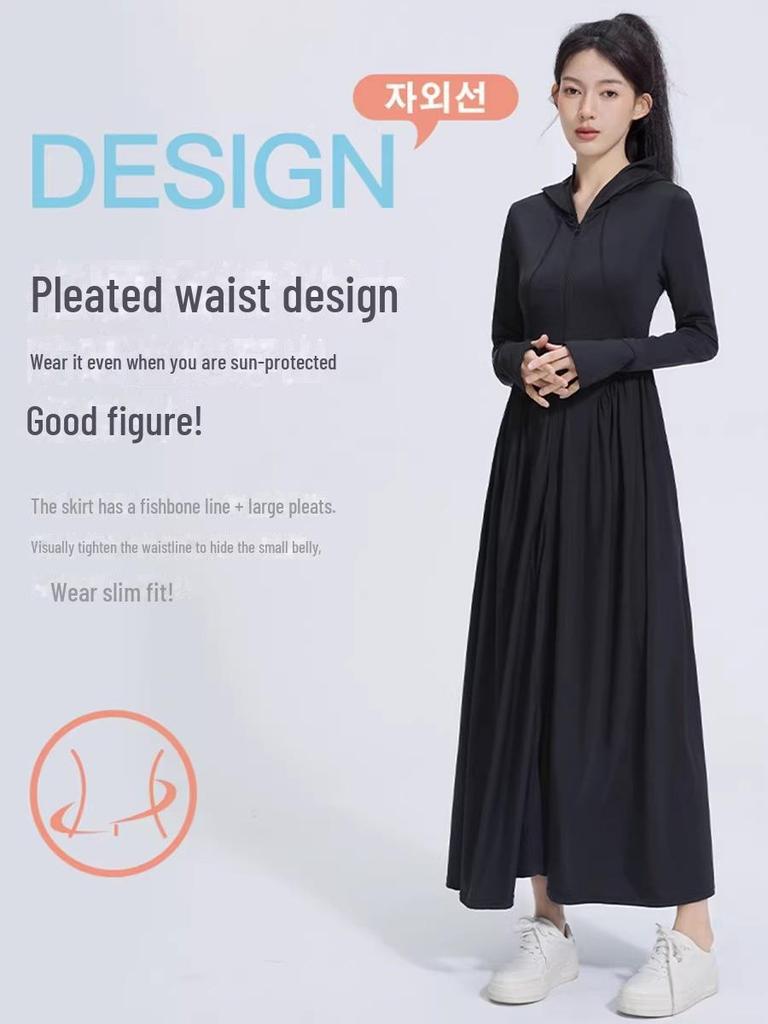 Женская облегающая куртка Ice Silk Sun Protection Jacket - длинная, легкая, с защитой от ультрафиолета на лето 2024 г.