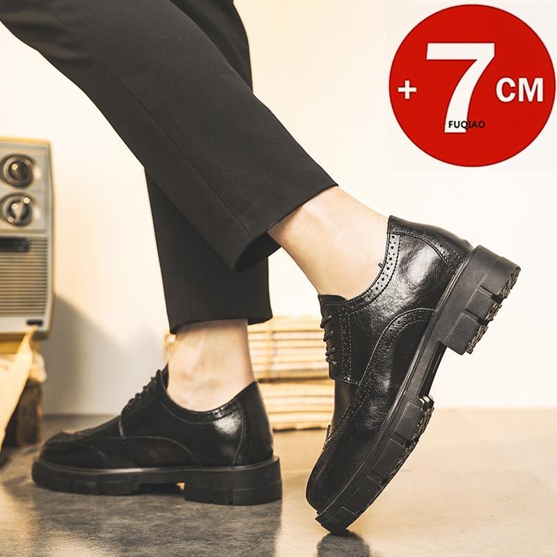 Модная мужская обувь броги дерби на платформе 7 см, формальная кожаная обувь оксфорды на скрытой платформе для офиса, свадьбы, бизнеса