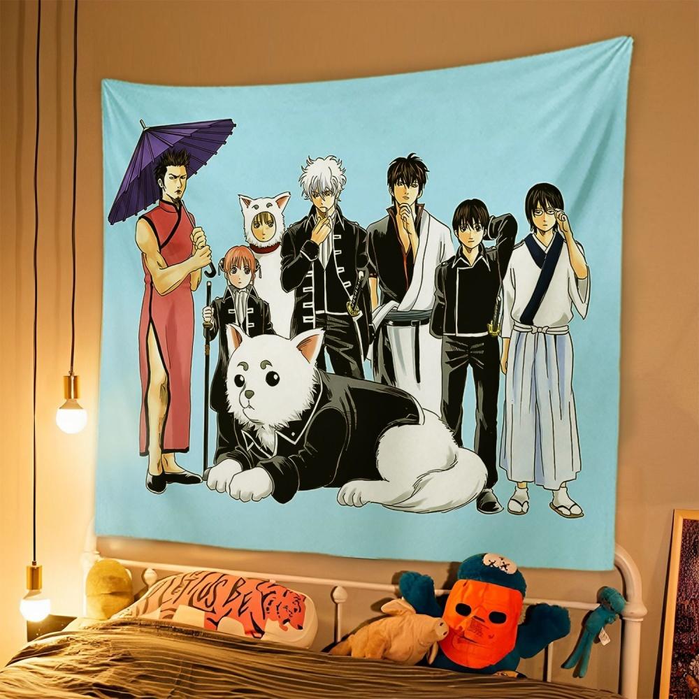 1pc Japanese Anime Tapestry GINTAMA Background Cloth Student Dormitory Bedside Bedroom Decoration Hanging Rental House  Tapestry
