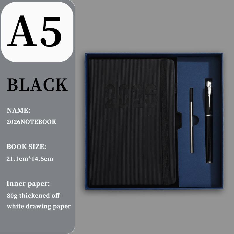 Ежедневник на английском языке на 2026 год с резинкой: Годовой календарь, Еженедельник, 365-дневный блокнот для эффективности