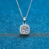 D Color GRA  2ct Moissanite Necklace Pendant for Women Classic Square Female Necklace S925 Sterling Silver Wedding Jewelry