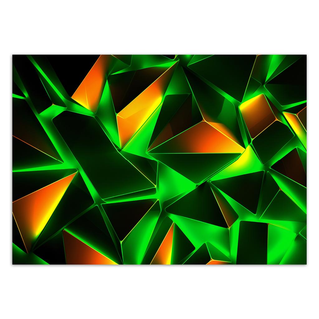 Wallpaper Green geometric abstraction 3D