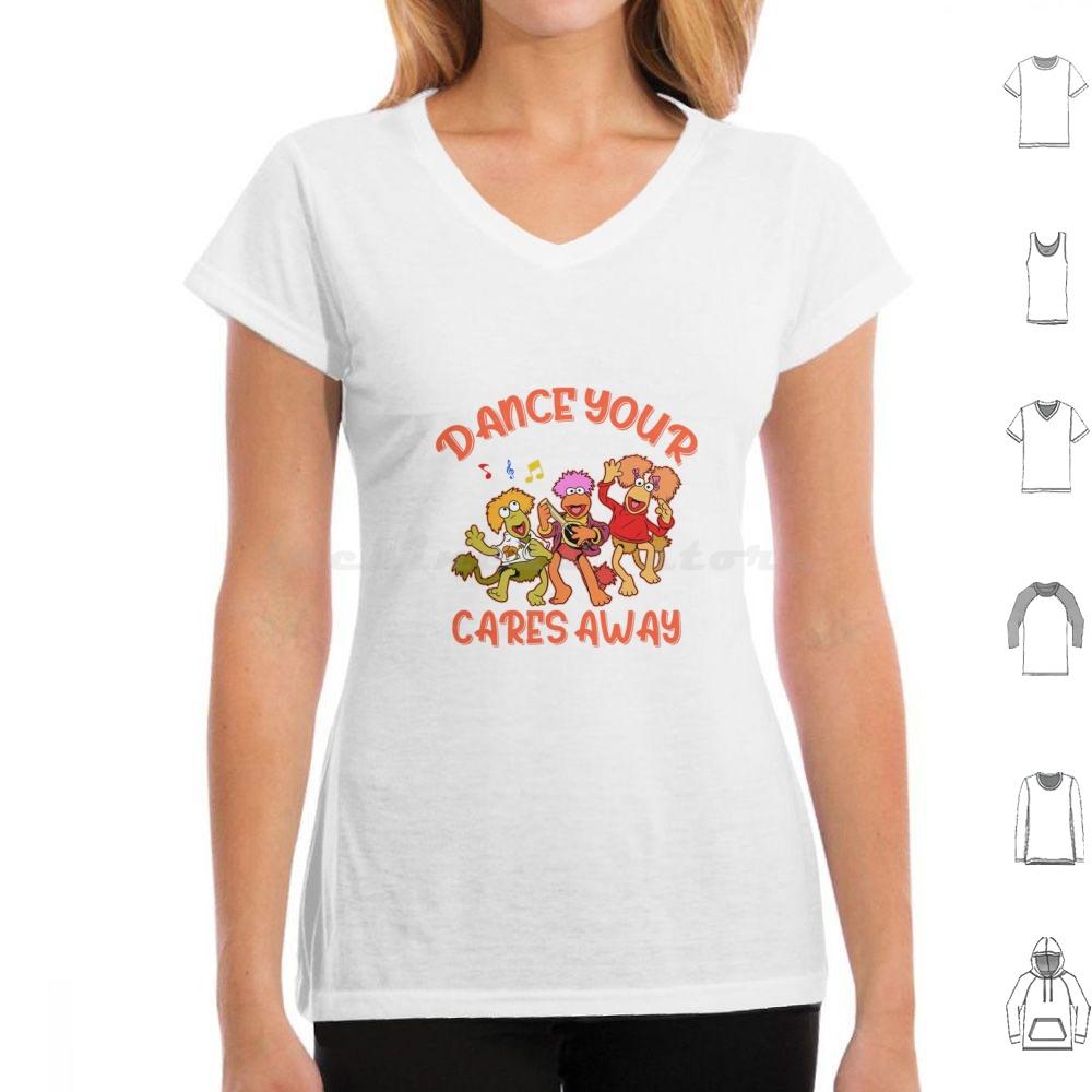 Fraggle Rock T Shirt Cotton Cool Tee Fraggle Boober Wembley Gobo Mockey Dance Your Cares Away Doozer 80s Tv Show Retro Music