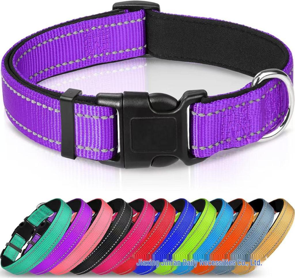 Adjustable Reflective Breathable Nylon Dog Collar and Leash Set - Medium Size