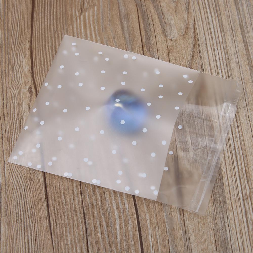 100 PCS New Baking Cookie Self Adhesive Plastic Packaging Bag Seal OPP White Dots