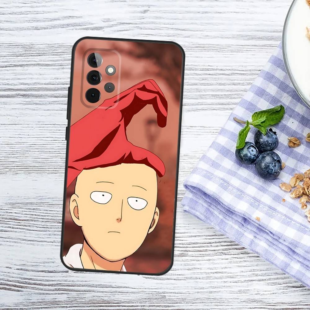 One P-Punch-Man Saitama Phone Case For Samsung Galaxy A13,A21s,A22,A31,A32,A52,A53,A71,A80,A91 Soft Black Phone Cover