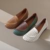 Женские дышащие пенни-лоферы из искусственной кожи на плоской подошве с квадратным носком. Летняя обувь с отверстиями. Удобная прогулочная обувь без шнуровки. Женская рабочая прогулочная обувь.