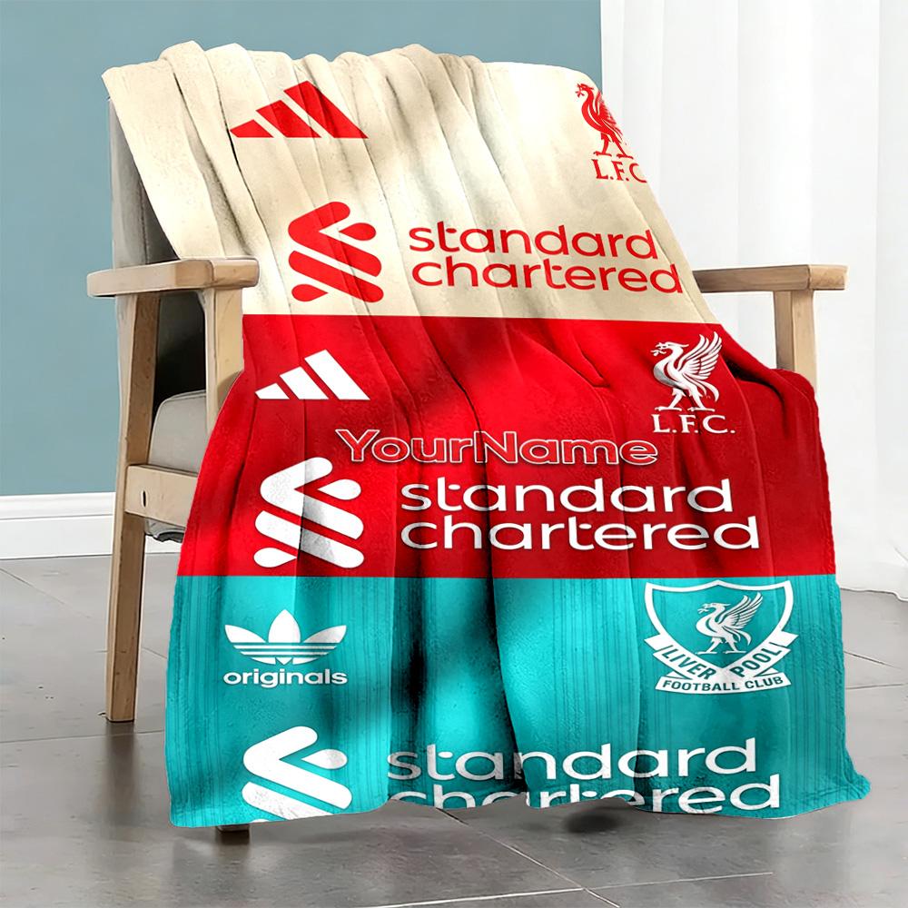 Liverpool Personalized Text Blanket Multi-purpose Customizable Blanket Soft Warm Cozy Great for Home Decor Living Room Livingroom Sofa