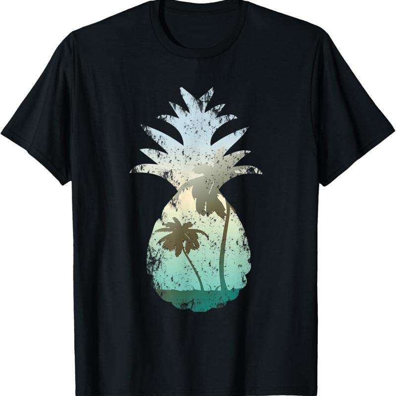 Pineapple T Shirt Palm Tree Sunset Beach