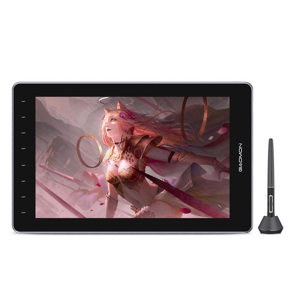 GAOMON PD1610 16-inch 2.5K 120% sRGB Fully Laminated LCD Tablet with Single Cable Connection, 16:10 Aspect Ratio, Anti-Glare Glass, and Metal Stand