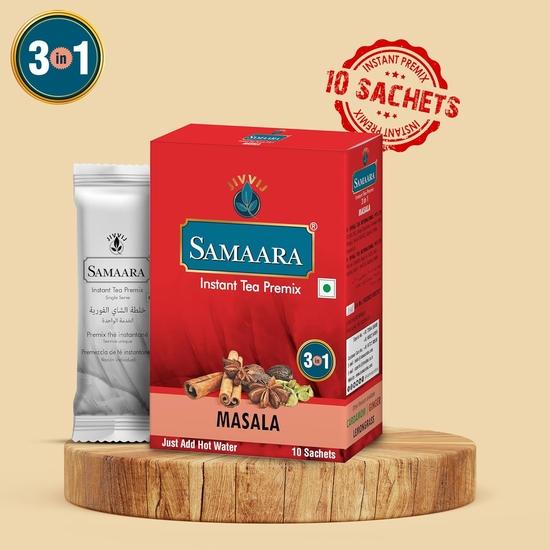 Samaara Instant Tea Premix Sachets | Masala Flavoured Assam Black Tea Powder | 10 Sachets Box 150gm
