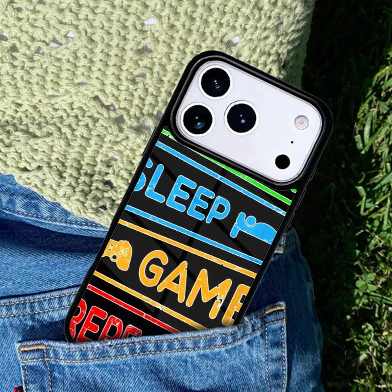 Eat Sleep Game Repeat Gamer phone case cover Compatible with for IPhone 17air 16e 15 14 13 12 11Pro Max 17 Air