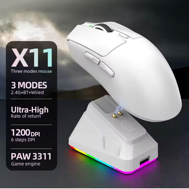 NEW X11 Wireless Bluetooth 3-Mode Mouse Touch Screen Magnetic Charging Dock Ultra-Light Macro Gaming Mouse Magnetic Base