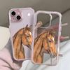 Ретро акварельный узор с лошадьми Прозрачный чехол для телефона для iPhone 17Air 16 15 14 13 12 11 Pro Max 14 Plus 2 в 1 Конфетный цвет Мягкая обложка