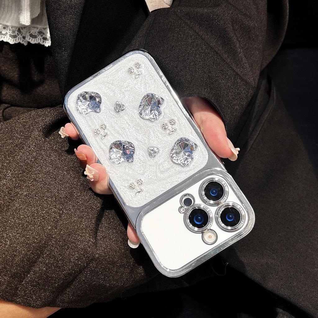 Роскошный защитный чехол с гальваническим покрытием и стразами для iPhone 17 Pro Max / Простой чехол для iPhone 16 Pro Max
