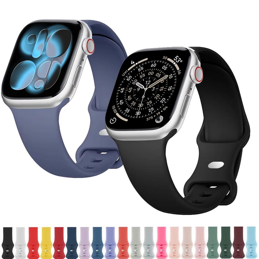 Ремешок для apple watch 44мм 40мм 45мм 49мм 41мм 42мм силиконовый браслет iwatch series 6 7 8 9 ultra 2 se 3 10 11 46мм