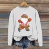 Женская модная рождественская свободная толстовка с длинным рукавом и круглым вырезом с мелким принтом
