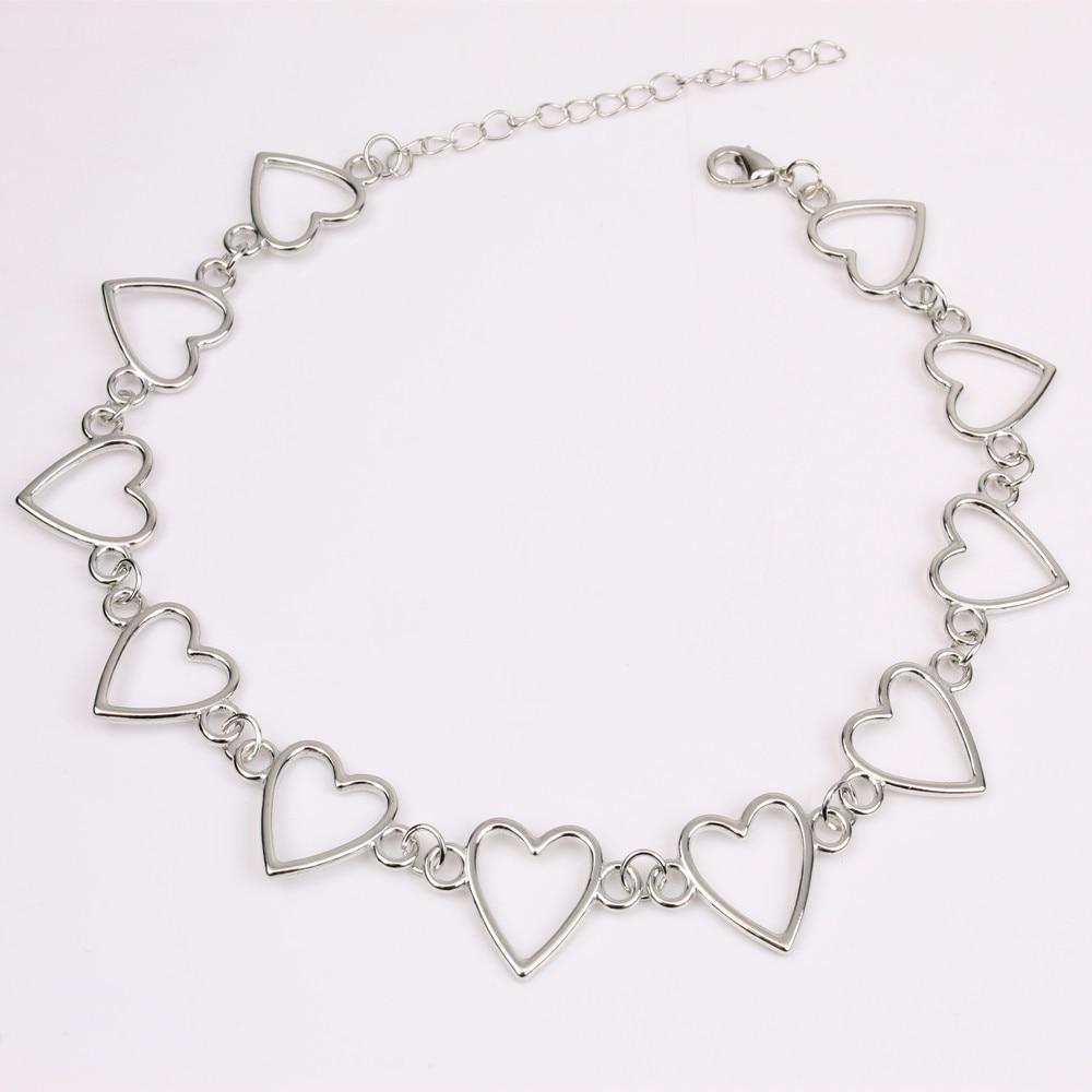 Independent Gothic Metal Hollow Connecting Heart Neck Chain Collar Necklace Women 'S Egirl Cosplay Aesthetic Jewelry Jewelry