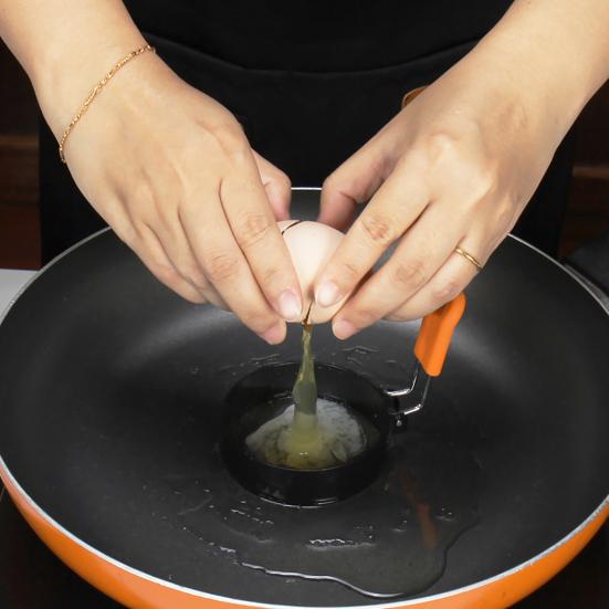 Egg Ring Heart Circle Flower Star Shapes Non-Stick Foldable Handle Egg Mold for Frying Eggs English Muffins Breakfast Sandwich Burger Maker Kitchen