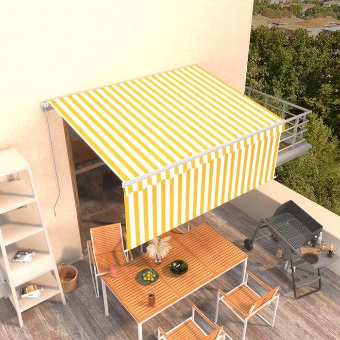 Maison Exclusive - Auvent manuel rétractable avec store 3x2,5 m Jaune et blanc