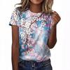Летний топ с круглым вырезом и 3D-цветочным принтом, модные повседневные женские футболки с короткими рукавами